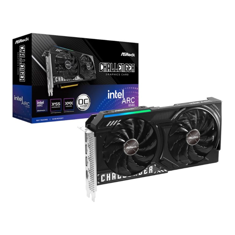 ASRock Intel Arc B580 Challenger OC 12GB GDDR6 192-BIT Graphics Card Black