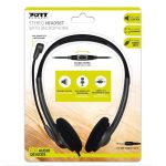 Port Stereo Headset with Mic with 1.2m Cable|1 x 3.5mm|Volume Controller - Black Black