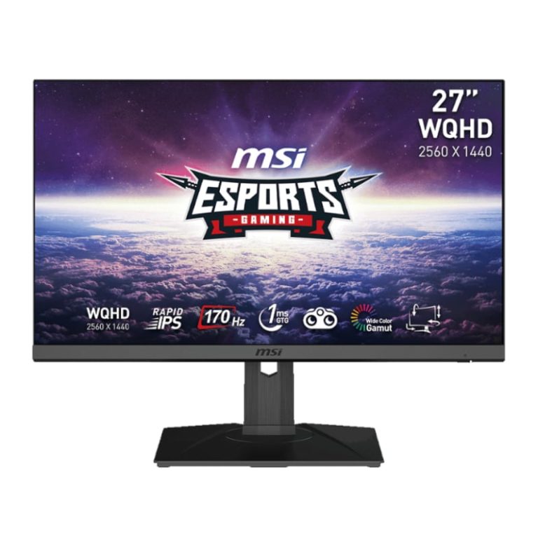 MSI G272QPF 27" Gaming Monitor 2560 x 1440 (QHD) Rapid IPS 1ms 170Hz G-Sync Compatible HDR Ready HDMI Displayport Tilt Swivel Height Adjustable Pivot Black
