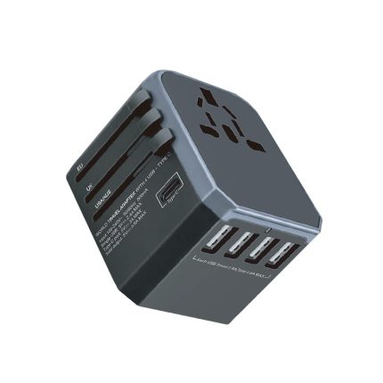 GIZZU Quad-USB Type-C 5.6A Universal Travel Adapter - Black Black