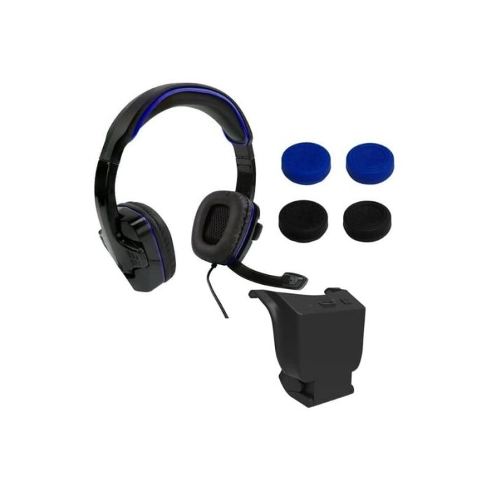 Sparkfox PlayStation 4 Headset|High-Capacity Battery|3m Braided Cable|Thumb Grip Core Gamer Combo Black