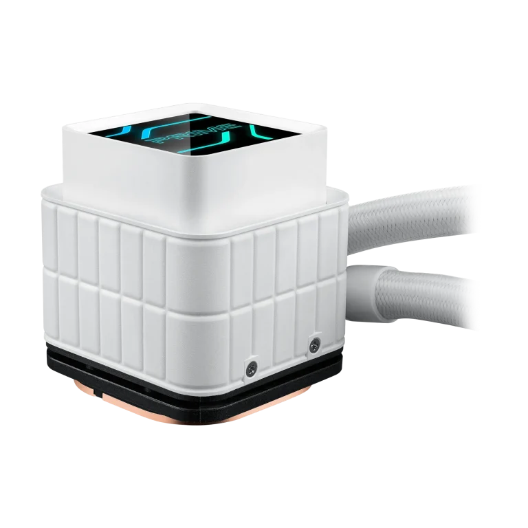 ASUS Cooler Water block dim:72x72x61mm. Block Material:Copper. Radiator Dim:394x121x27mm. Intel: LGA1700;1200;115x. AMD: AM5;AM4 - ASUS Prime LC 360 ARGB White Edition, All-in-one liquid cooler, 12 cm, 34 sone, White