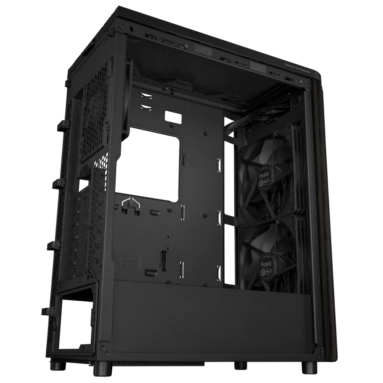 ASUS Chassis/ATX. Top Radiator: 120/140/240mm. Dimensions: 412 x 225 x 503 mm. Weight: 8.61kg - ASUS ProArt PA401 Wood TG PWM (Black), Tower, PC, Black, ATX, Tempered glass, 16 cm