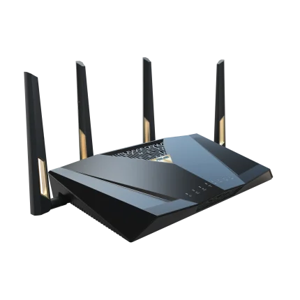 ASUS ROUTER/Expert/Wi-Fi 7/1376+5764 Mbps/2.4GHz 4x4/5GHz 4x4/2xWAN/9xLAN/AiMesh/AiProtection/ - ASUS RT-BE88U, Wi-Fi 7 (802.11be), Dual-band (2.4 GHz / 5 GHz), Ethernet LAN, Black, Grey, Tabletop router