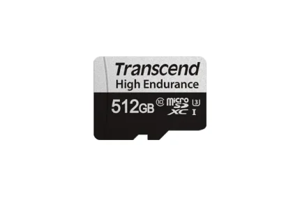 TRANSCEND 350V 512GB HIGH ENDURANCE MICRO SD UHS-I  U3 CLASS10 - READ 100 MB/S - WRITE 45MB/S - WITH SD ADPTOR - Transcend USD350V, 512 GB, MicroSDXC, Class 10, UHS-I, 95 MB/s, 45 MB/s