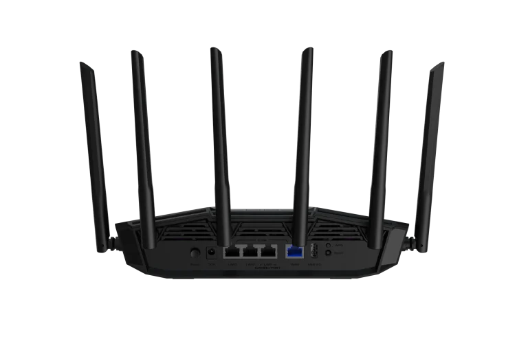ASUS ROUTER/WiFi 7/Gaming/688+5764Mbps/2.4GHz2x2/5GHz4x4/1xWAN/3xLAN/1xUSB/AiMesh/AiProtection/VPN/Instant Guard/ - ASUS TUF Gaming BE6500 (TUF-BE6500), Wi-Fi 7 (802.11be), Dual-band (2.4 GHz / 5 GHz), Ethernet LAN, Black, Tabletop router
