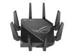 ASUS ROUTER/Gaming/2.4GHz 4x4 upto 1148Mbps/5GHz-2 4x4 upto 4808Mbps/2xWAN/4xLAN/2xUSB/AiMesh/AiProtection/VPN/90IG0720-MU2A00 - ASUS ROG Rapture GT-AX11000 Pro, Wi-Fi 6 (802.11ax), Tri-band (2.4 GHz / 5 GHz / 5 GHz), Ethernet LAN, Black, Tabletop router