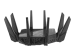 ASUS ROUTER/Gaming/2.4GHz 4x4 upto 1148Mbps/5GHz-2 4x4 upto 4808Mbps/2xWAN/4xLAN/2xUSB/AiMesh/AiProtection/VPN/90IG0720-MU2A00 - ASUS ROG Rapture GT-AX11000 Pro, Wi-Fi 6 (802.11ax), Tri-band (2.4 GHz / 5 GHz / 5 GHz), Ethernet LAN, Black, Tabletop router