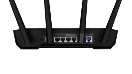 ASUS ROUTER/Gaming/2402Mbp+574Mbps/2.4GHz2x2/5GHz2x2 /1xWAN/4xLAN/. 1xUSB/AiMesh/AiProtection/VPN/Instant Guard/ - ASUS TUF Gaming AX3000 V2, Wi-Fi 6 (802.11ax), Dual-band (2.4 GHz / 5 GHz), Ethernet LAN, Black, Orange, Tabletop router