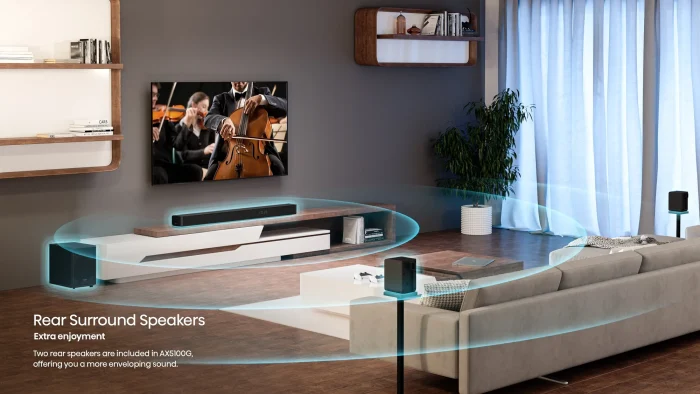 HISENSE AX5100G 5.1ch Soundbar; Dolby Atmos; 5.1 Surround Sound; 340W Output Power; Bluetooth 5.0; - Hisense AX5100G, 5.1 channels, Bass, Movie, Music, 340 W, Active subwoofer, Wireless, 60 W