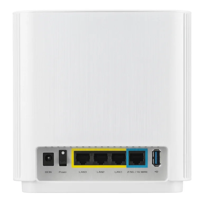 ASUS ROUTER/Mesh/574+2402+4804Mbps/2.4/5GHz-1/5GHz/Cvgup to264 Sqm/1xWAN/3xLAN/AiMesh/AiProtPro/VPN/InstantGuard/90IG0740-MO3B60 - ASUS ZenWiFi AX (XT9) AX7800 1er Pack Weiß, White, Internal, Mesh system, Power, 264.77 m², Tri-band (2.4 GHz / 5 GHz / 5 GHz)