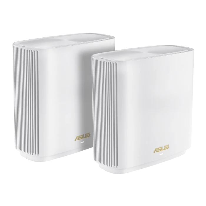 ASUS ROUTER/Mesh/574+2402+4804Mbps/2.4/5GHz-1/5GHz/Cvgup to264 Sqm/1xWAN/3xLAN/AiMesh/AiProtPro/VPN/InstantGuard/90IG0740-MO3B60 - ASUS ZenWiFi AX (XT9) AX7800 1er Pack Weiß, White, Internal, Mesh system, Power, 264.77 m², Tri-band (2.4 GHz / 5 GHz / 5 GHz)