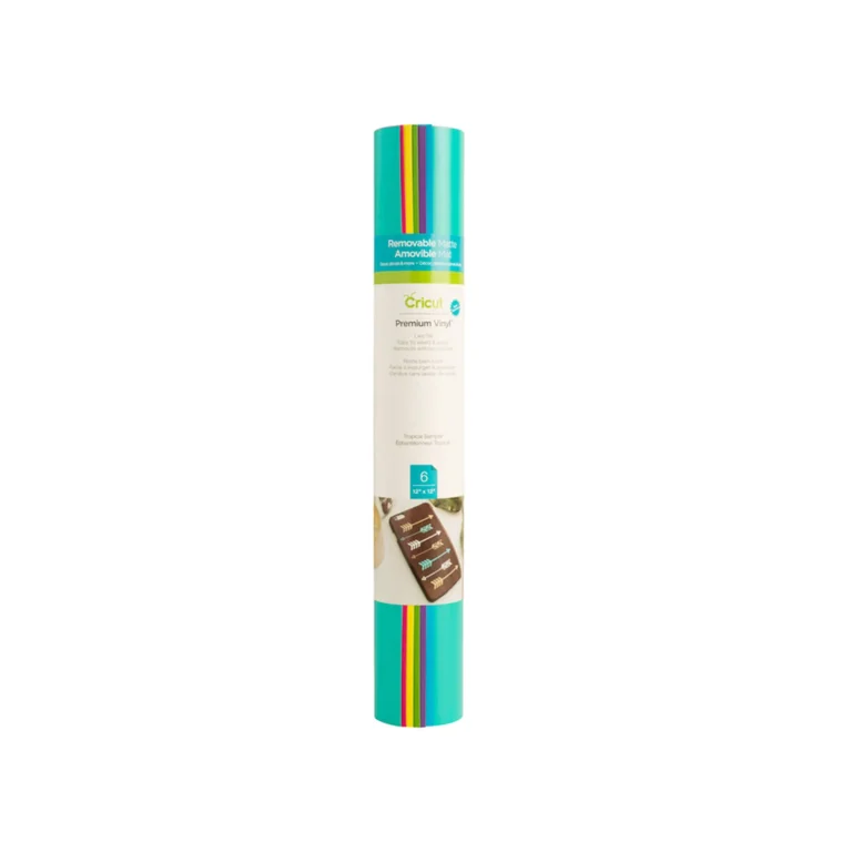 2004313 - Cricut Premium Vinyl Removable 30x30cm 6-Sheet Sampler (Tropical) - Cricut 2004313, Removable, Fuchsia, Green, Purple, Teal, Turquoise, Yellow, Vinyl, 305 mm, 305 mm