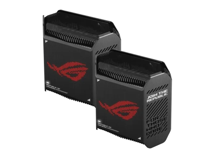 ASUS ROUTER/Gaming/2.4GHz 2x2 upto 574Mbps/5GHz-2 4x4 upto 4808Mbps/1xWAN/3xLAN/1xUSB/AiMesh/AiProtection/VPN 90IG07F0-MU9A20 - ASUS ROG Rapture GT6 (B-2-PK), Black, Internal, Mesh router, Power, 538.8 m², Tri-band (2.4 GHz / 5 GHz / 5 GHz)