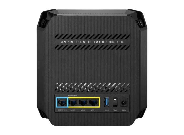 ASUS ROUTER/Gaming/2.4GHz 2x2 upto 574Mbps/5GHz-2 4x4 upto 4808Mbps/1xWAN/3xLAN/1xUSB/AiMesh/AiProtection/VPN 90IG07F0-MU9A10 - ASUS ROG Rapture GT6 AX10000 AiMesh 1 Pack, Black, Internal, Mesh router, Power, 538.8 m², Tri-band (2.4 GHz / 5 GHz / 5 GHz)