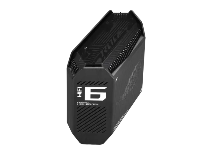 ASUS ROUTER/Gaming/2.4GHz 2x2 upto 574Mbps/5GHz-2 4x4 upto 4808Mbps/1xWAN/3xLAN/1xUSB/AiMesh/AiProtection/VPN 90IG07F0-MU9A20 - ASUS ROG Rapture GT6 (B-2-PK), Black, Internal, Mesh router, Power, 538.8 m², Tri-band (2.4 GHz / 5 GHz / 5 GHz)