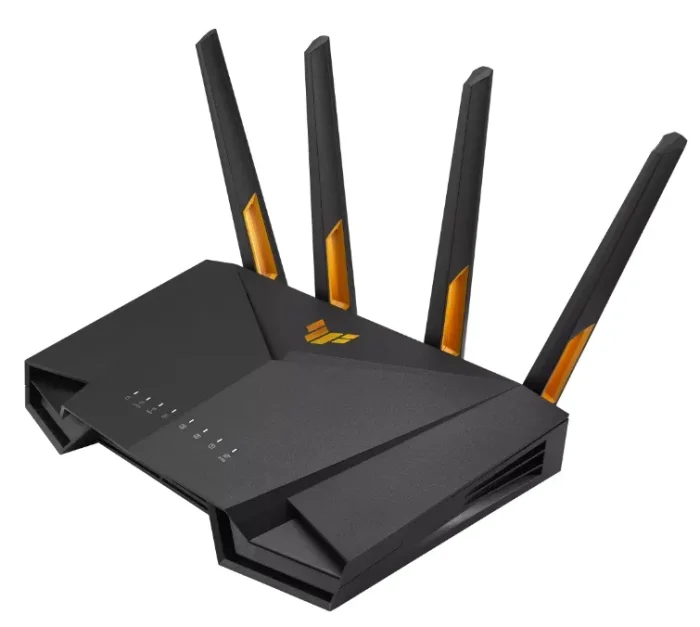 ASUS ROUTER/Gaming/574+3603Mbps/2.4GHz2x2/5GHz3x3/1xWAN/4xLAN/ 1xUSB/AiMesh/AiProtection/VPN/Instant Guard/90IG07Q0-MO3100 - ASUS TUF-AX4200, Wi-Fi 6 (802.11ax), Dual-band (2.4 GHz / 5 GHz), Ethernet LAN, Black, Tabletop router