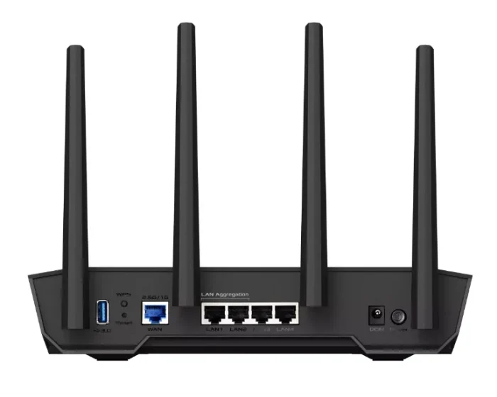 ASUS ROUTER/Gaming/574+3603Mbps/2.4GHz2x2/5GHz3x3/1xWAN/4xLAN/ 1xUSB/AiMesh/AiProtection/VPN/Instant Guard/90IG07Q0-MO3100 - ASUS TUF-AX4200, Wi-Fi 6 (802.11ax), Dual-band (2.4 GHz / 5 GHz), Ethernet LAN, Black, Tabletop router