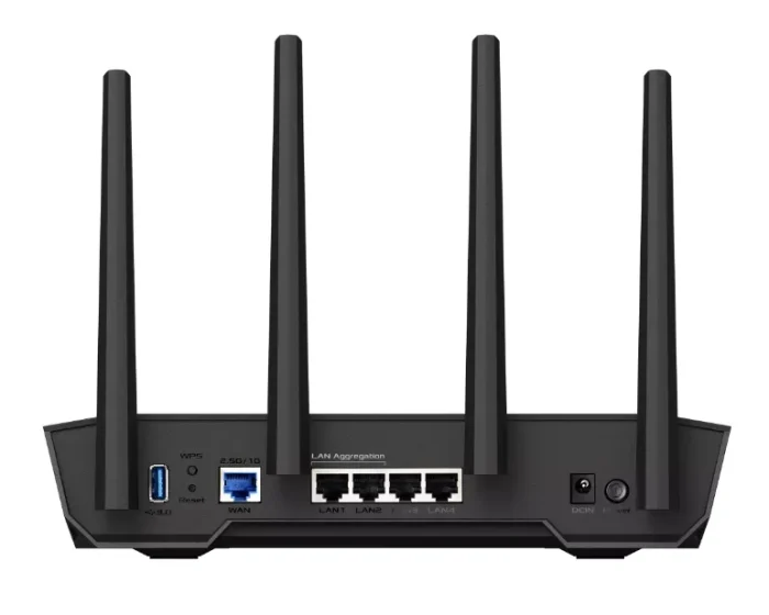 ASUS ROUTER/Gaming/574+3603Mbps/2.4GHz2x2/5GHz3x3/1xWAN/4xLAN/ 1xUSB/AiMesh/AiProtection/VPN/Instant Guard/90IG07Q0-MO3100 - ASUS TUF-AX4200, Wi-Fi 6 (802.11ax), Dual-band (2.4 GHz / 5 GHz), Ethernet LAN, Black, Tabletop router