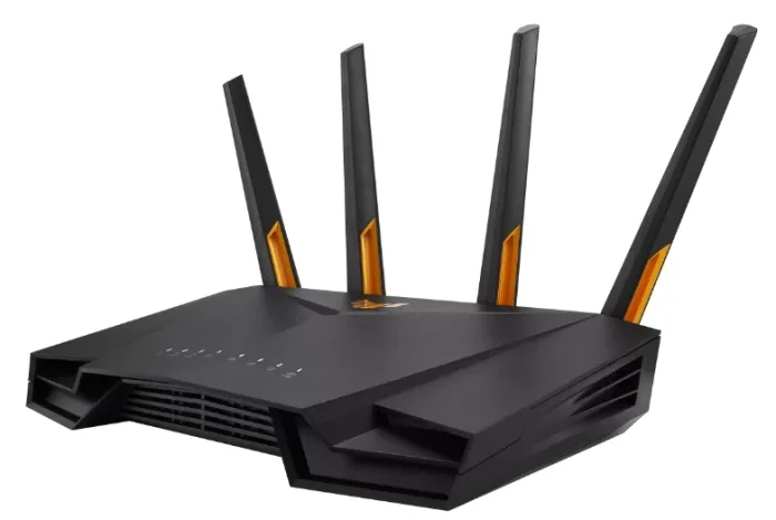 ASUS ROUTER/Gaming/574+3603Mbps/2.4GHz2x2/5GHz3x3/1xWAN/4xLAN/ 1xUSB/AiMesh/AiProtection/VPN/Instant Guard/90IG07Q0-MO3100 - ASUS TUF-AX4200, Wi-Fi 6 (802.11ax), Dual-band (2.4 GHz / 5 GHz), Ethernet LAN, Black, Tabletop router