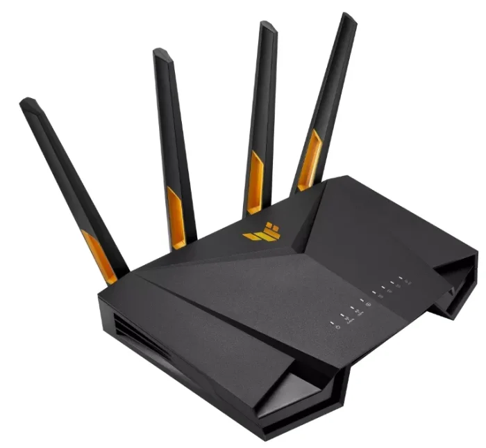 ASUS ROUTER/Gaming/574+3603Mbps/2.4GHz2x2/5GHz3x3/1xWAN/4xLAN/ 1xUSB/AiMesh/AiProtection/VPN/Instant Guard/90IG07Q0-MO3100 - ASUS TUF-AX4200, Wi-Fi 6 (802.11ax), Dual-band (2.4 GHz / 5 GHz), Ethernet LAN, Black, Tabletop router