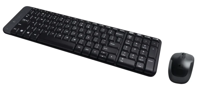 920-003161 - LOGI MK220 Wireless Keyboard and Mouse Combo USB receiver minimalist design - Logitech G MK220, Mini, Wireless, RF Wireless, QWERTY, Black, Mouse included