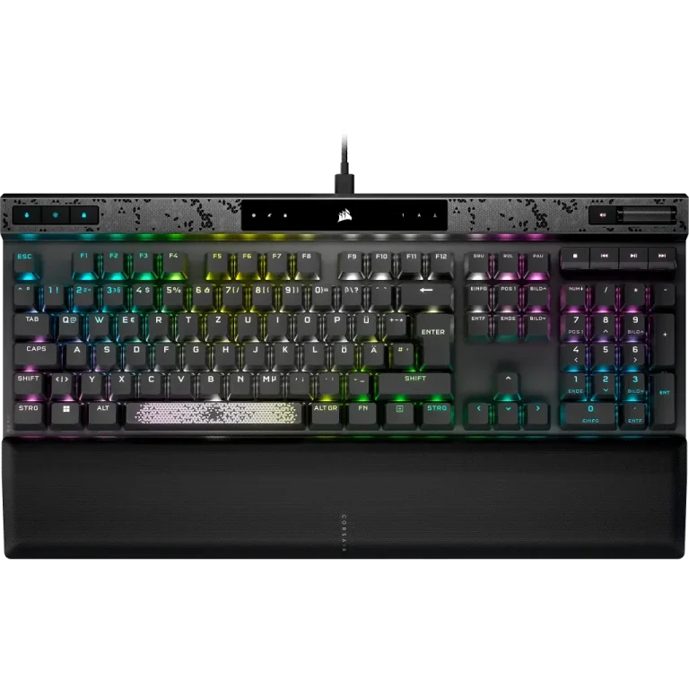 Corsair K70 MAX RGB Magnetic-Mechanical Gaming Keyboard; Adjustable CORSAIR MGX Switches; Steel Gray - Corsair K70 MAX, Full-size (100%), USB, RGB LED, Black