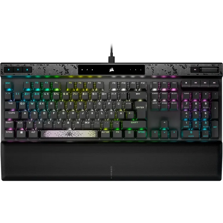 Corsair K70 MAX RGB Magnetic-Mechanical Gaming Keyboard; Adjustable CORSAIR MGX Switches; Steel Gray - Corsair K70 MAX, Full-size (100%), USB, RGB LED, Black