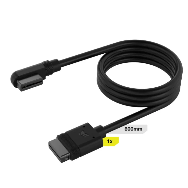 Corsair iCUE LINK Cable; 1x 600mm with Straight/Slim 90° connectors; Black - Corsair CL-9011122-WW, Black, Male, Male, 1 pc(s)