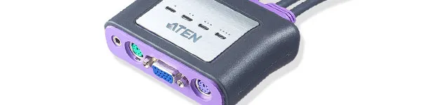 ATEN 4-Port PS2 VGA Cable-Built-in KVM with Audio support - Aten CS64A, 2048 x 1536 pixels, Black