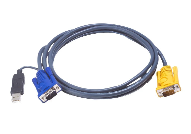 ATEN 5M USB KVM Cable with 3 in 1 SPHD and built-in PS/2 to USB converter - ATEN 2L-5205UP, 5 m, HDB-15, HDB-15, USB A Type, Male, Male