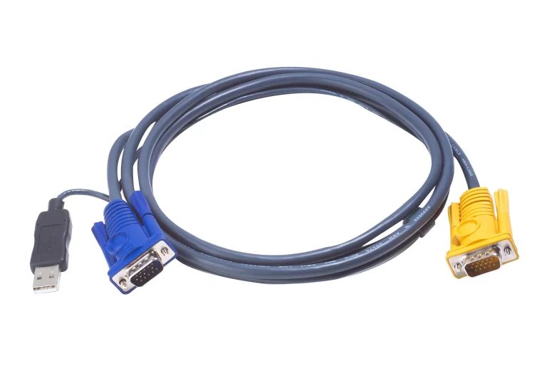 ATEN 5M USB KVM Cable with 3 in 1 SPHD and built-in PS/2 to USB converter - ATEN 2L-5205UP, 5 m, HDB-15, HDB-15, USB A Type, Male, Male