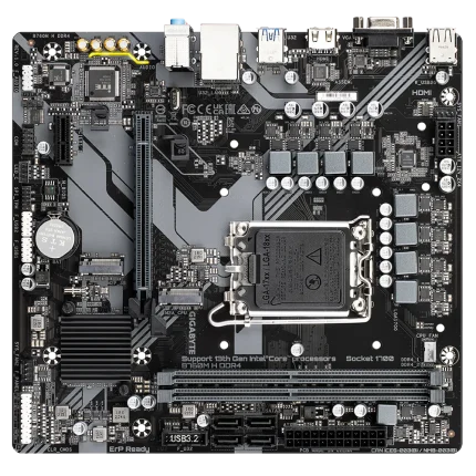 GIGABYTE Motherboard Intel® B760 Chipset for LGA 1700; 2x DDR4; 2x M2; VGA/HDMI; mATX. - GIGABYTE B760M H DDR4 Motherboard - Supports Intel Core 14th Gen CPUs, 6+1+1 Phases Digital VRM, up to 3200MHz DDR4 (OC), 2xPCIe 4.0 M.2, GbE LAN, USB 3.2 Gen1, Intel, LGA 1700, Intel® Celeron®, Intel® Pentium® Gold, LGA 1700, 64 GB, DDR4-SDRAM