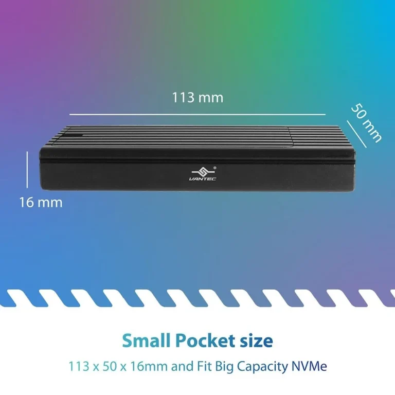 NexStar SX; M.2 NVMe SSD to USB 3.2 Gen2x2; 20G; Type C; Black Enclosure (NST-230C3-BK) - Vantec NST-230C3-BK, SSD enclosure, M.2, PCI Express 3.0, USB connectivity, Black