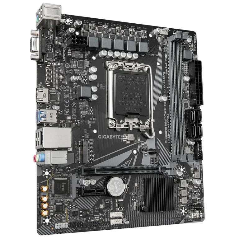 GIGABYTE Motherboard Intel® H610 Chipset for LGA 1700; 2x DDR4; 1x M2; D-Sub/HDMI; mATX - Gigabyte H610M H V3 DDR4 Motherboard - Supports Intel Core 14th CPUs, 4+1+1 Hybrid Phases Digital VRM, up to 3200MHz DDR4, 1xPCIe 3.0 M.2, GbE LAN, USB 3.2 Gen 1, Intel, LGA 1700, Intel® Celeron®, Intel® Core™ i3, Intel® Core™ i5, Intel® Core™ i7, Intel® Core™ i9,..., LGA 1700, DDR4-SDRAM, 64 GB