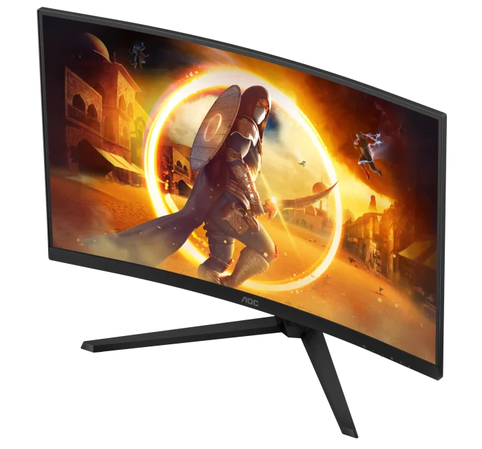 AOC-CQ32G4VE Gaming Monitor|Curved 32 inch|VA QHD 2560x1440 180Hz|1ms|HDMI DP|VESA|Flicker Free;|Low Blue Model | Adaptive Syn - AOC G4 CQ32G4VE, 81.3 cm (32"), 2560 x 1440 pixels, Quad HD, LCD, 0.5 ms, Black, Grey