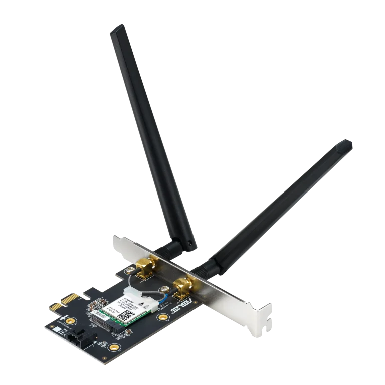 ASUS ROUTER/PCIe/WiFi 7/2.4GHz:688Mbps/5GHz:2882Mbps/6GHz:2882Mbps/6GHz:2882Mbps//WPA3/Windows11/ - ASUS PCE-BE6500, Internal, Wireless, PCI Express, WLAN / Bluetooth, 2882 Mbit/s, Black, Stainless steel