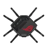 ASUS ROUTER/Gaming/WiFi7/1032+2882+5764Mbps/2.4GHz3x3/5GHz2x2/6GHz2x2/1xWAN(10G)/1xWAN(2.5G)/3xLAN/1xUSB/AiMesh/AiProtection/VPN - ASUS ROG Rapture GT-BE98, Wi-Fi 7 (802.11be), Quad-band (2.4 GHz / 5 GHz-1 / 5 GHz-2 / 6 GHz), Ethernet LAN, Black, Tabletop router