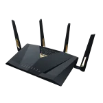 ASUS ROUTER/Expert/Wi-Fi 7/1376+5764 Mbps/2.4GHz 4x4/5GHz 4x4/2xWAN/9xLAN/AiMesh/AiProtection/ - ASUS RT-BE88U, Wi-Fi 7 (802.11be), Dual-band (2.4 GHz / 5 GHz), Ethernet LAN, Black, Grey, Tabletop router
