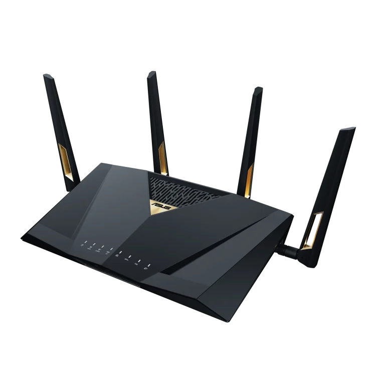 ASUS ROUTER/Expert/Wi-Fi 7/1376+5764 Mbps/2.4GHz 4x4/5GHz 4x4/2xWAN/9xLAN/AiMesh/AiProtection/ - ASUS RT-BE88U, Wi-Fi 7 (802.11be), Dual-band (2.4 GHz / 5 GHz), Ethernet LAN, Black, Grey, Tabletop router