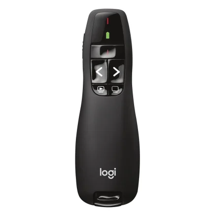 910-001356 - Logitech Wireless Presenter R400 Red Laser Pointer Up to 15 metre (2 4GHz) range storable wireless USB receiver - Logitech Wireless Presenter R400, RF, USB, 15 m, Black