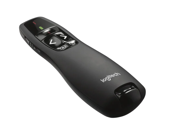 910-001356 - Logitech Wireless Presenter R400 Red Laser Pointer Up to 15 metre (2 4GHz) range storable wireless USB receiver - Logitech Wireless Presenter R400, RF, USB, 15 m, Black