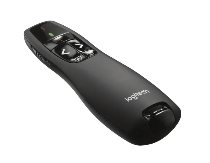 910-001356 - Logitech Wireless Presenter R400 Red Laser Pointer Up to 15 metre (2 4GHz) range storable wireless USB receiver - Logitech Wireless Presenter R400, RF, USB, 15 m, Black