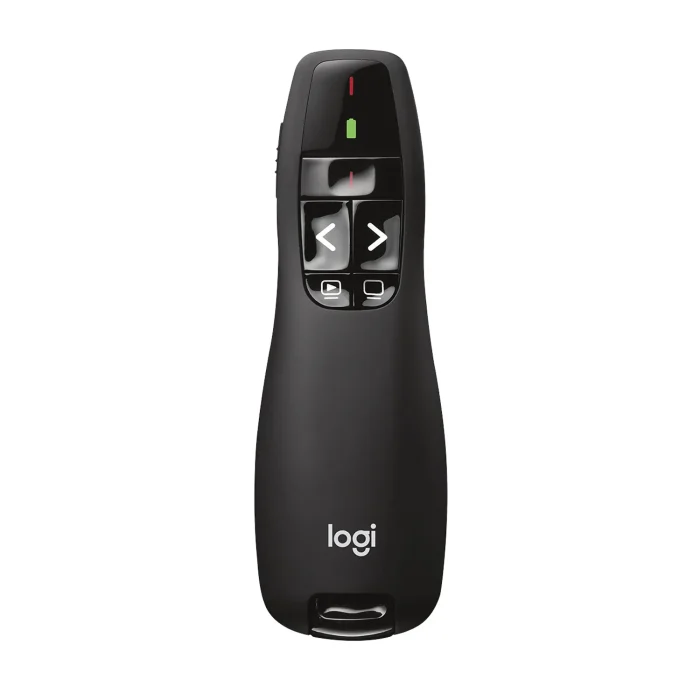 910-001356 - Logitech Wireless Presenter R400 Red Laser Pointer Up to 15 metre (2 4GHz) range storable wireless USB receiver - Logitech Wireless Presenter R400, RF, USB, 15 m, Black