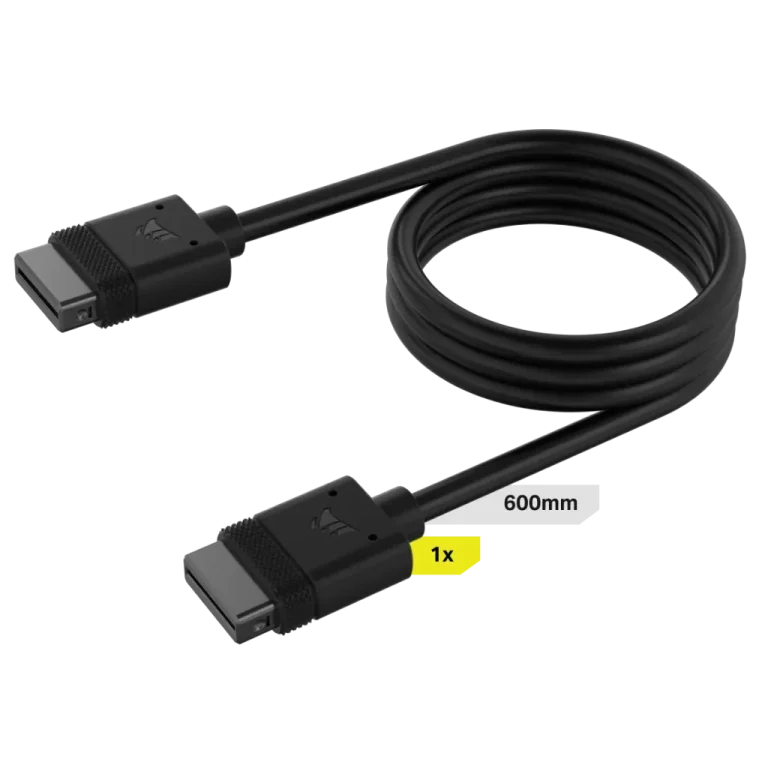 Corsair iCUE LINK Cable; 1x 600mm with Straight connectors; Black - Corsair CL-9011119-WW, Black, Male, Male, 1 pc(s)