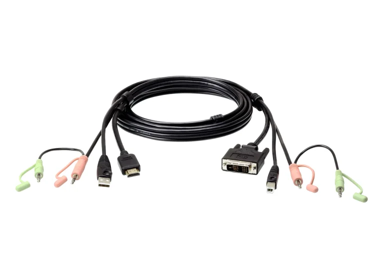 ATEN 1.8m USB HDMI to DVI-D KVM cable with Audio - 1.8m USB HDMI to DVI-D KVM cable with Audio