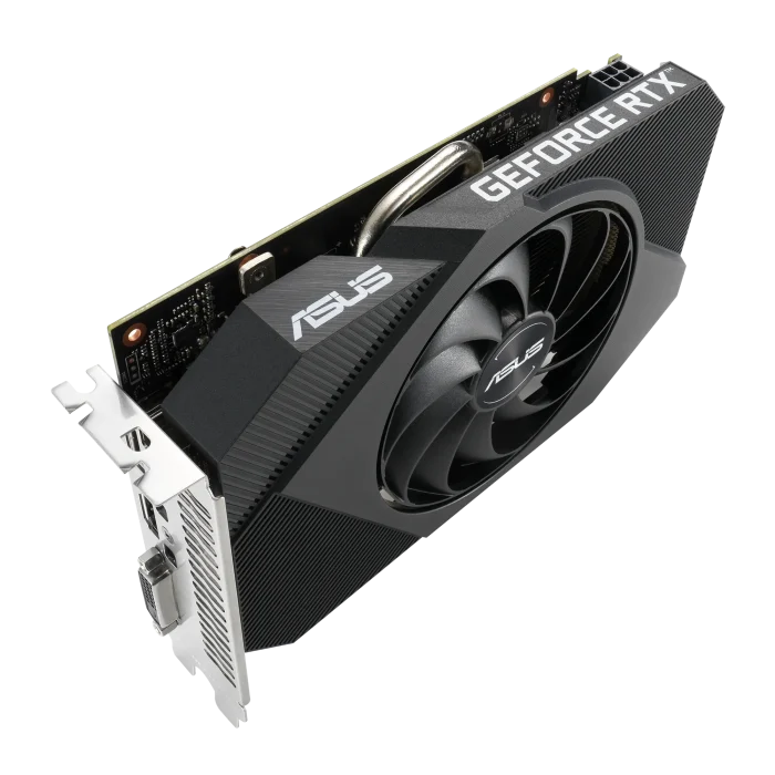 ASUS Graphics Card/NVIDIA/PCIe4/8GB GDDR6/OC mode:1807MHz/ Gaming mode:1777MHz/1xDVI/1xHDMI/1xDP/450W - ASUS Phoenix PH-RTX3050-8G-V2, GeForce RTX 3050, 8 GB, GDDR6, 128 bit, 7680 x 4320 pixels, PCI Express 4.0
