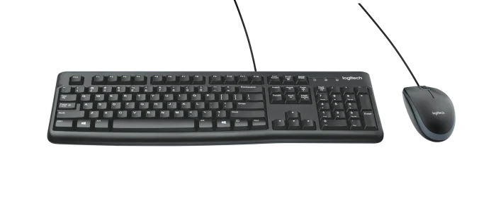 920-002562 - LOGI MK120 Corded Keyboard and Mouse Combo spill resistant - Logitech Desktop MK120, Standard, Wired, USB, QWERTY, Black, Mouse included