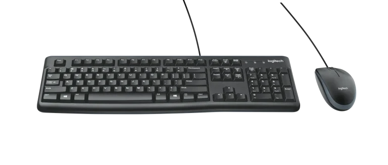 920-002562 - LOGI MK120 Corded Keyboard and Mouse Combo spill resistant - Logitech Desktop MK120, Standard, Wired, USB, QWERTY, Black, Mouse included