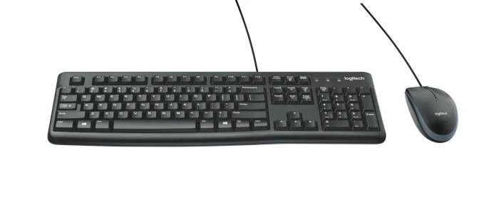 920-002562 - LOGI MK120 Corded Keyboard and Mouse Combo spill resistant - Logitech Desktop MK120, Standard, Wired, USB, QWERTY, Black, Mouse included